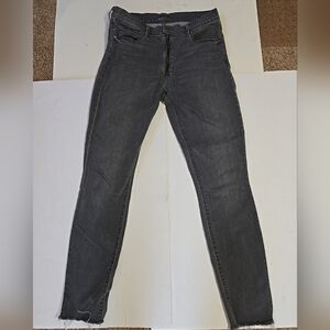 Mother The Fly Stunner Fray Hem Jeans Dark Grey Size 30
